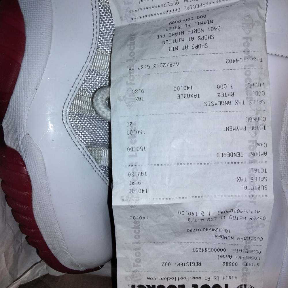 Jordan 11 red bottoms box and recipt...offer up